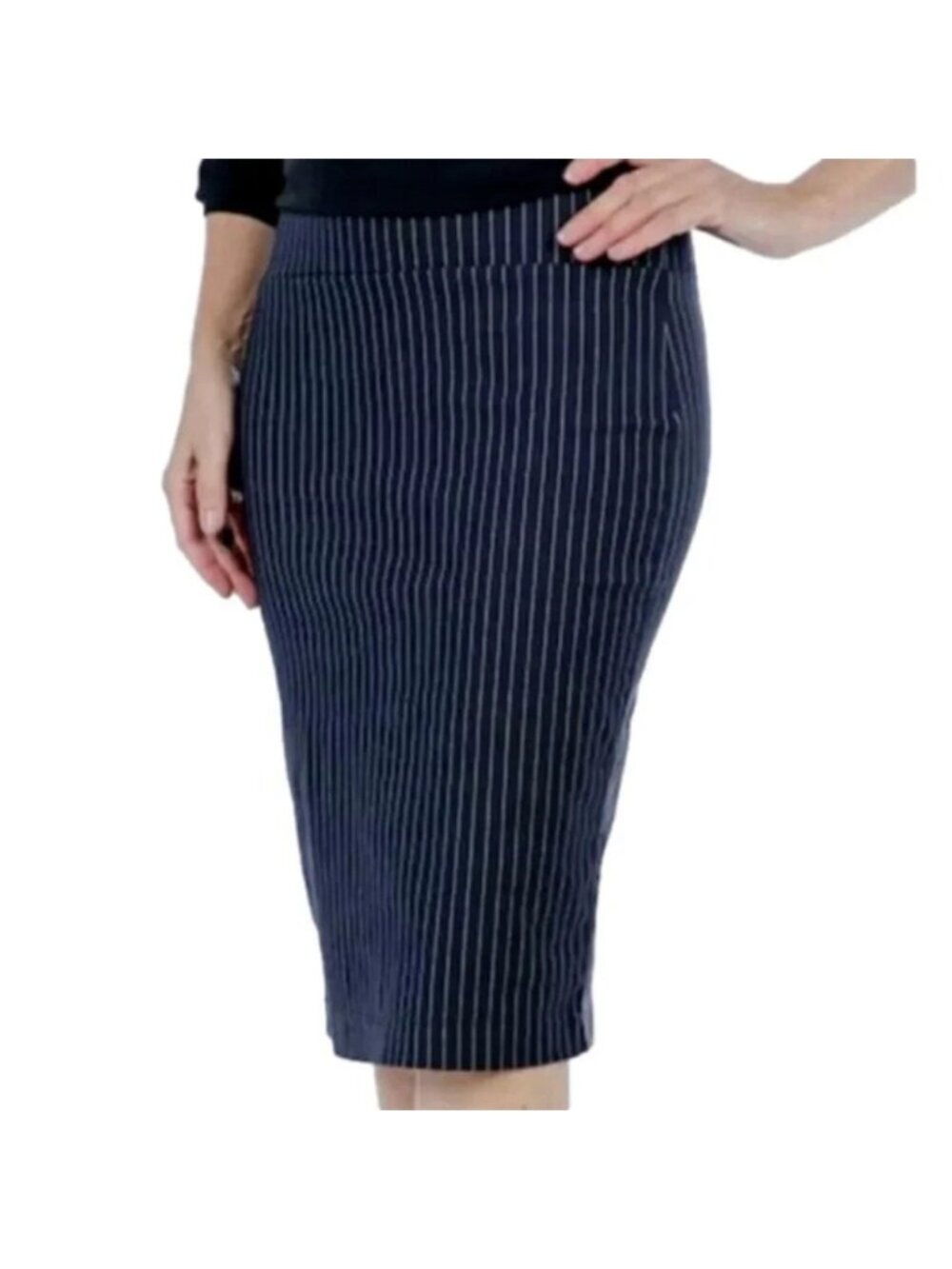 Artizan Robin Barre Navy Pinstripe Stretch Pencil Skirt - Small